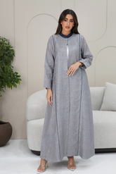 Embroidered Back Round Neck Abaya