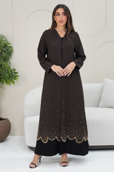 Black Abaya with Half-Hem Embroidery