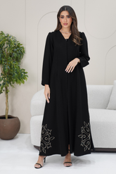 Side-Hem Slit Embroidered Abaya