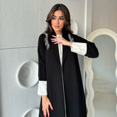 Contrast Embroidery with Attached Panel Abaya