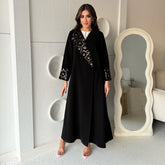 Front Embroidered Tie Abaya