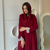 Lace-Trim Collared Abaya