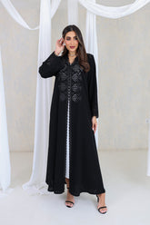 Black Floral Cutwork Abaya