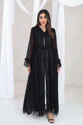 Black Lace Panel Abaya