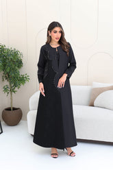 Round neck abaya with embroidery details