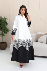 overlapped front embroidered abaya