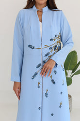 3D Floral Embroidery Abaya with Chinese Collar