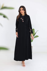 Jacket Cut Abaya with Side Tie & Embroidery Details