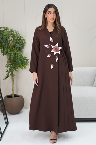 Floral Embroidered Front Abaya