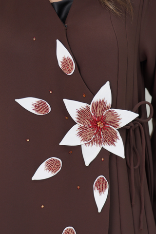 Floral Embroidered Front Abaya