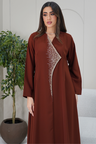 Overlapped Embellished Front Abaya