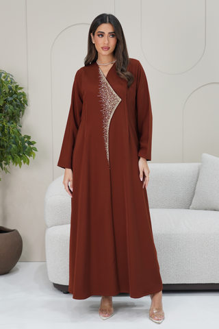 Overlapped Embellished Front Abaya