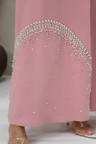 One-Side Hem Embroidered Abaya