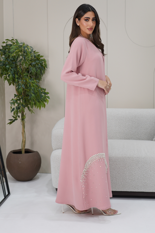 One-Side Hem Embroidered Abaya