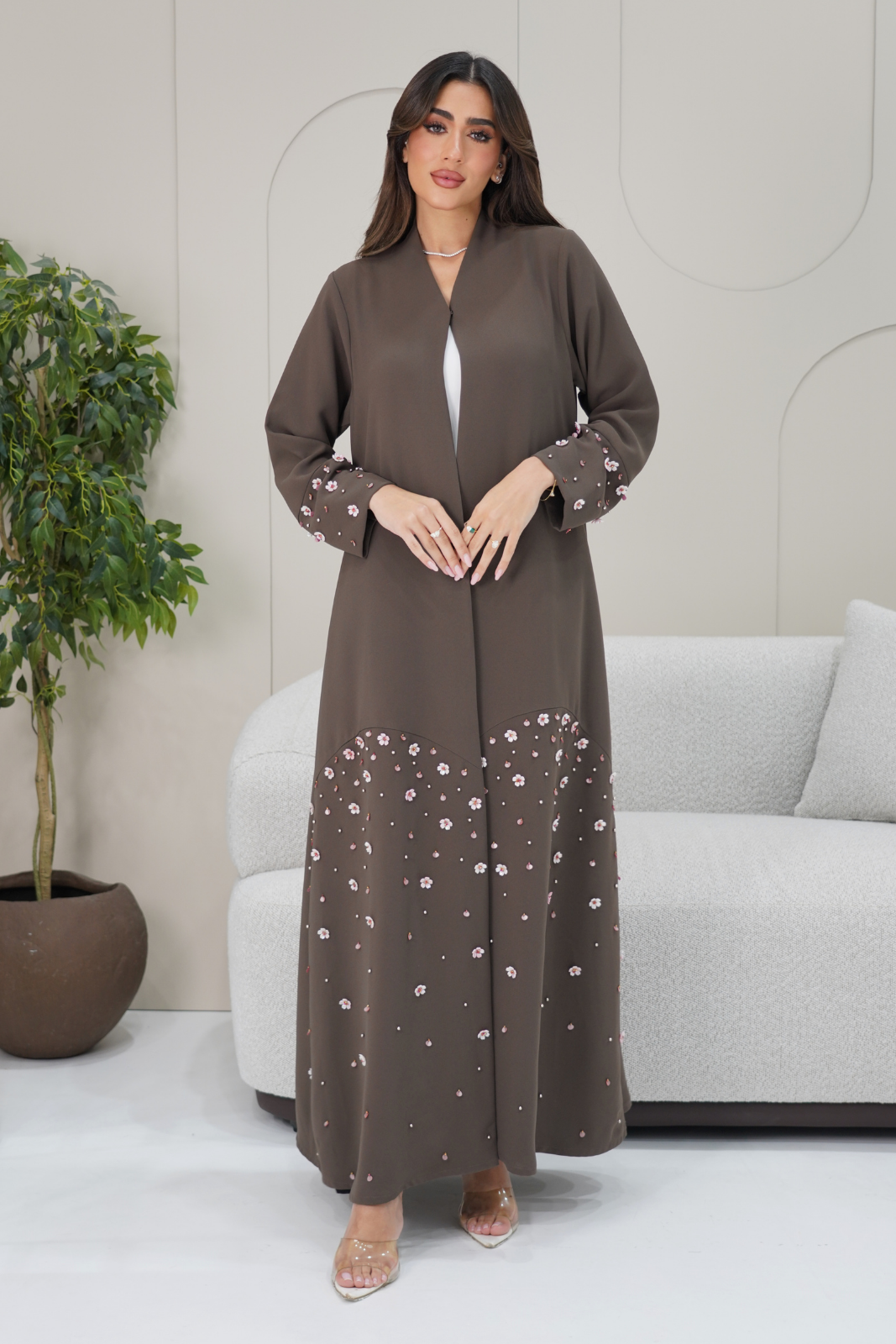 Graceful Embroidered Hem and cuff Abaya