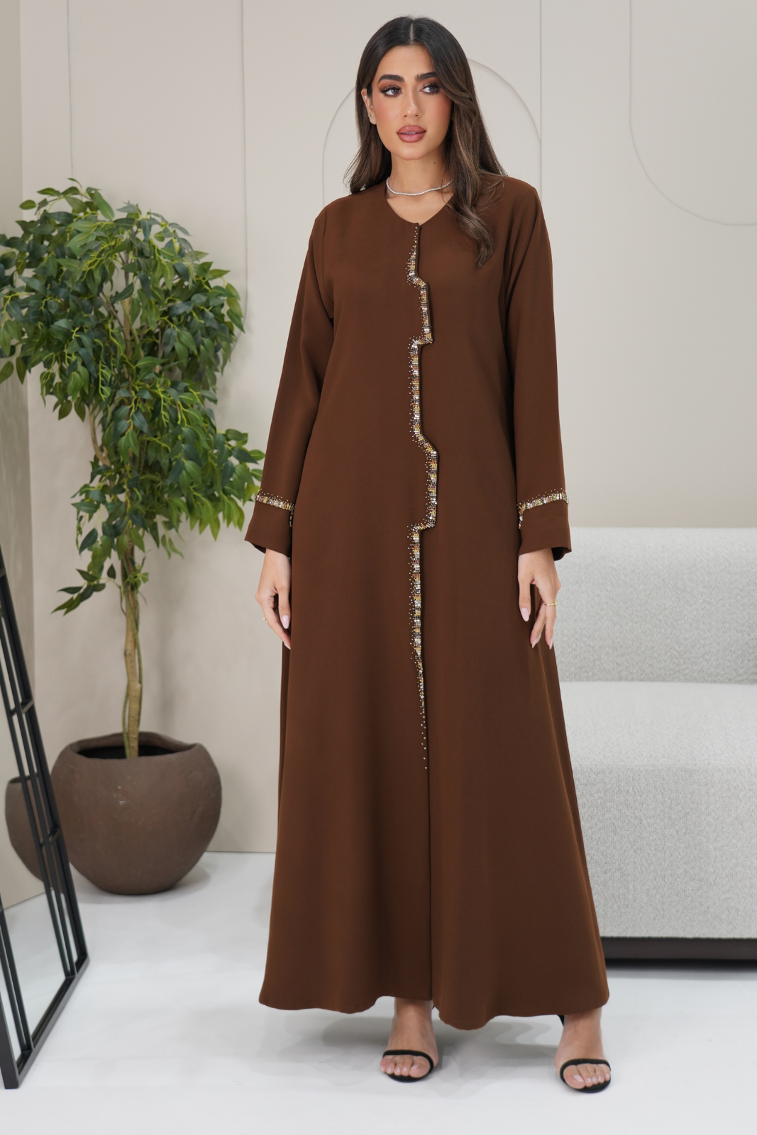 Beaded Front-Line Abaya