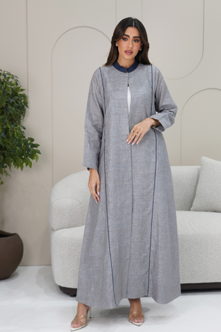 Embroidered Back Round Neck Abaya