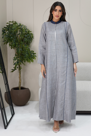 Embroidered Back Round Neck Abaya