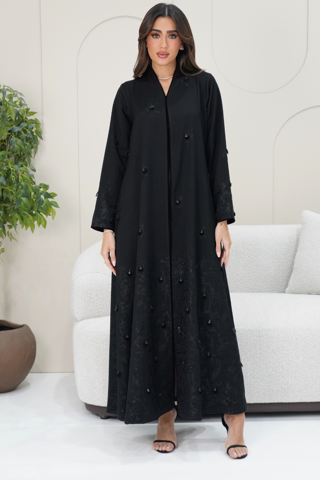 Timeless Black Abaya with Embroidery Details