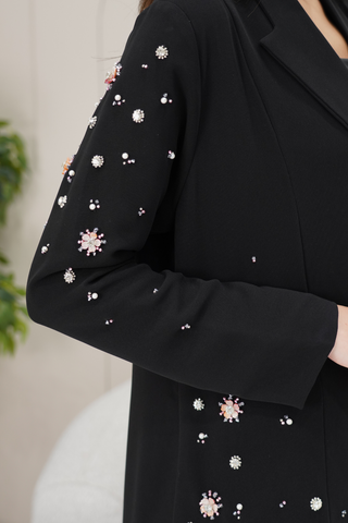 Pink Floral Embroidered Abaya