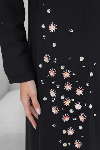 Pink Floral Embroidered Abaya