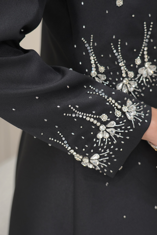 Embroidered Half-Front Silhouette Abaya