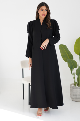 Abaya with Large Floral Shoulder Detail