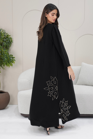 Side-Hem Slit Embroidered Abaya
