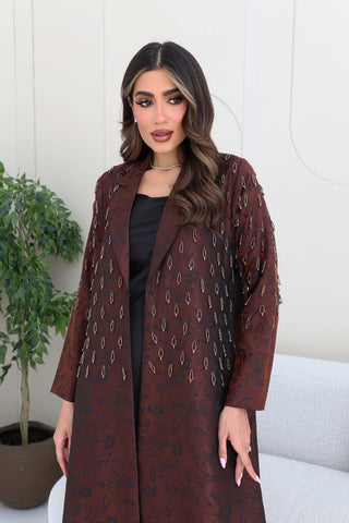 Collared abaya with embroidery details