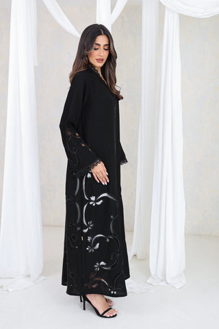 Noir Elegance Embroidered Open Abaya