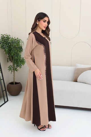 Two tone abaya with embroidery details