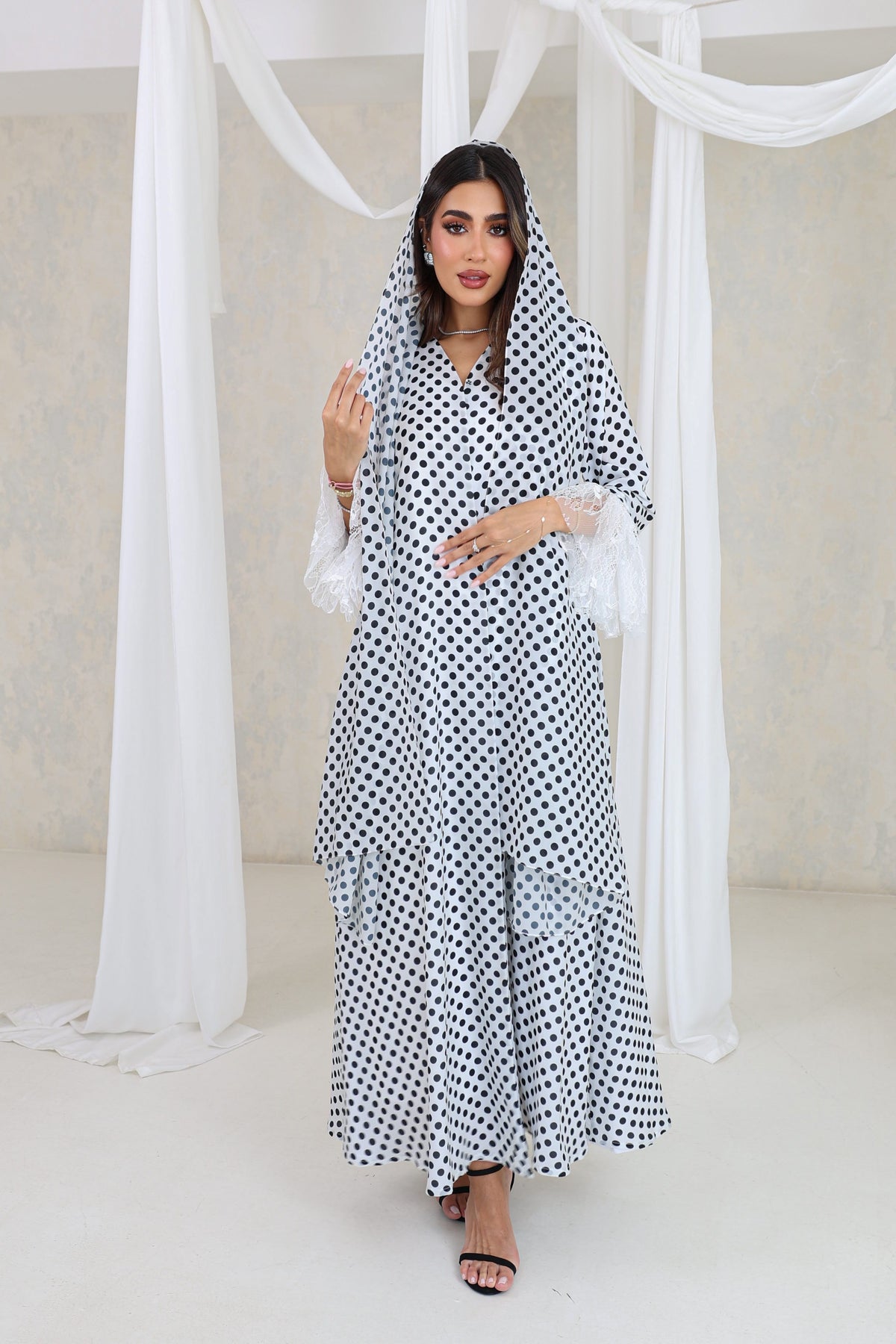 Polka Dot Elegance Abaya