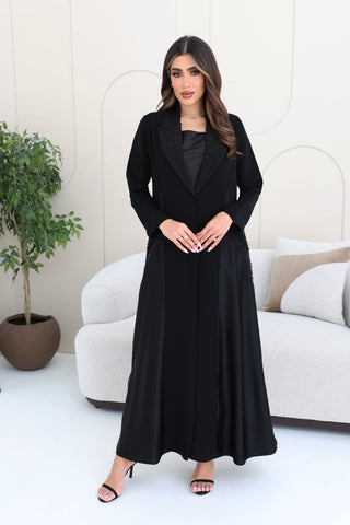 Collared abaya with embroidery details