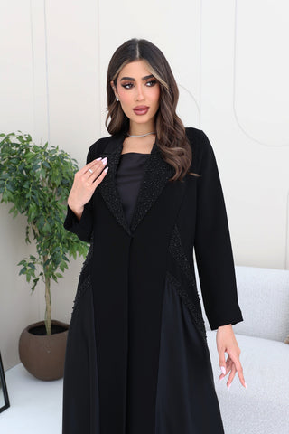 Collared abaya with embroidery details