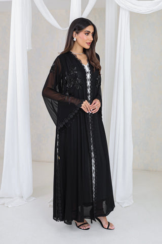 Midnight Bloom Sheer Abaya