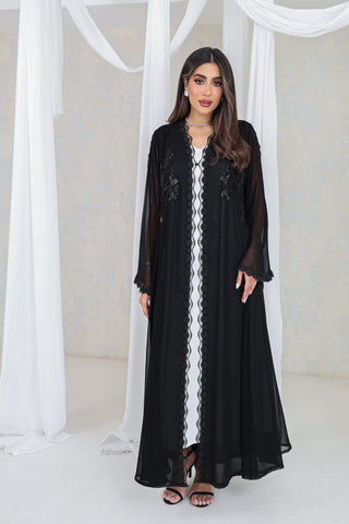 Midnight Bloom Sheer Abaya
