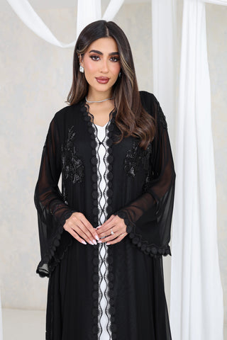 Midnight Bloom Sheer Abaya