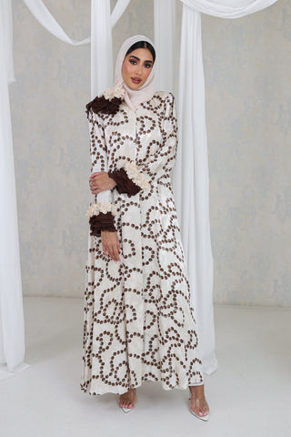 Ivory Bloom Printed Abaya