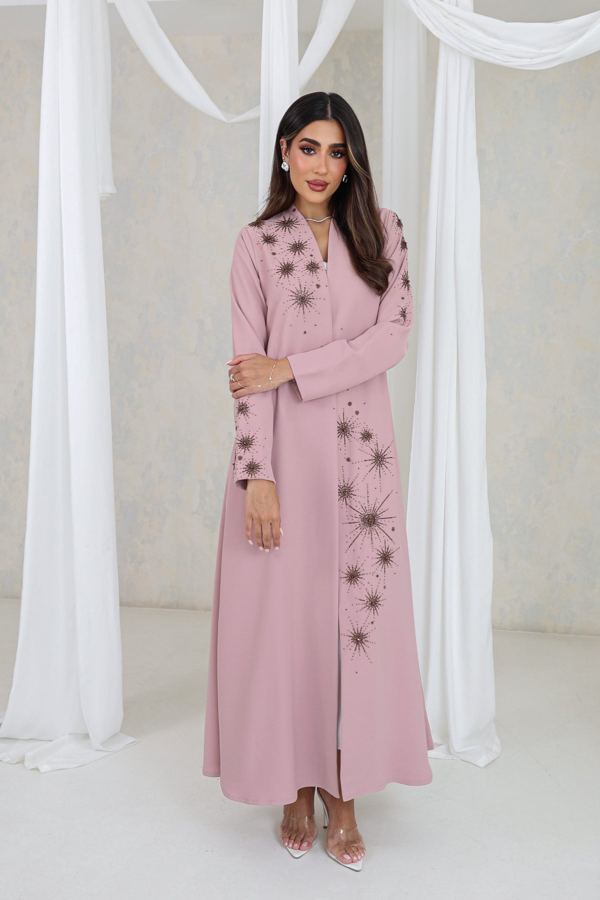 Blush Starlight Embellished Abaya