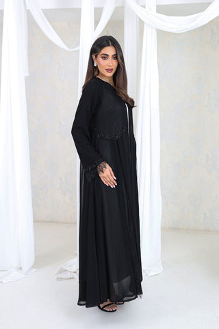 Noir Serenity Lace Abaya