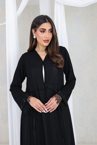 Noir Serenity Lace Abaya