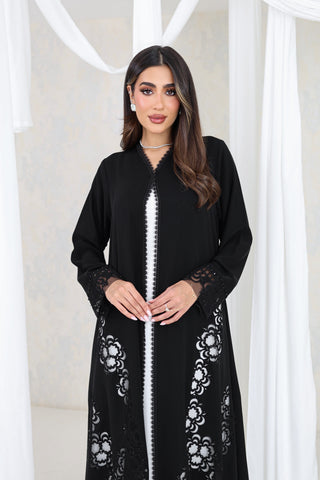 Noir Floral Grace Abaya