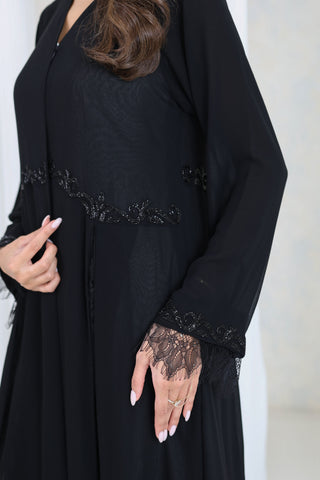 Noir Serenity Lace Abaya