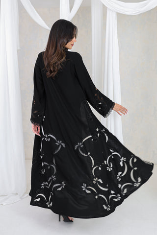 Noir Elegance Embroidered Open Abaya