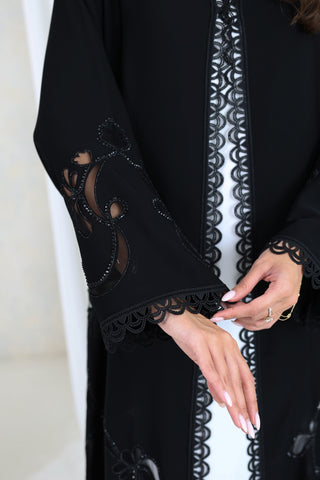 Noir Elegance Embroidered Open Abaya