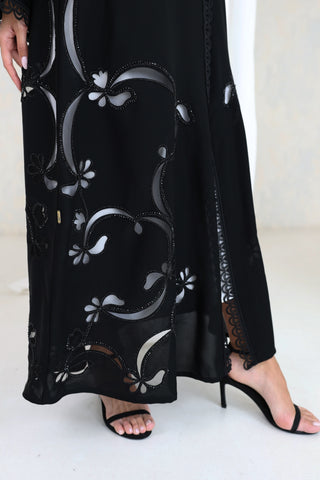 Noir Elegance Embroidered Open Abaya