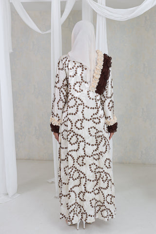 Ivory Bloom Printed Abaya