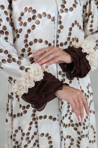 Ivory Bloom Printed Abaya
