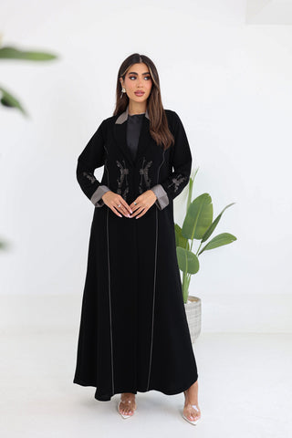 Embroidered Abaya with Piping Details