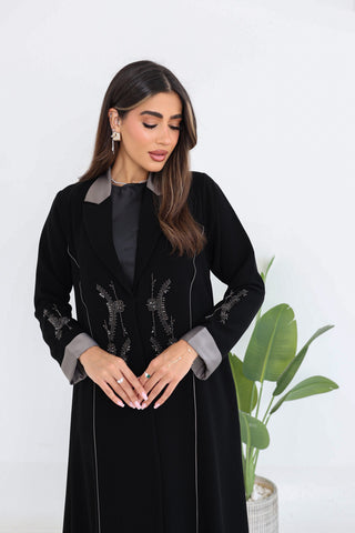 Embroidered Abaya with Piping Details